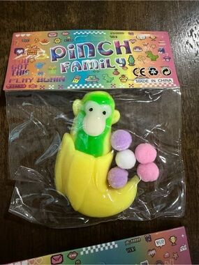 Kids Banana Monkey pinch family Taba squishy in Yellow and Green